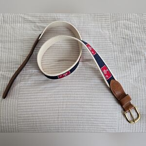 Zep-Pro Belt Mens 34 SC Palmetto Tree State Flag Leather Canvas Brass USA Red